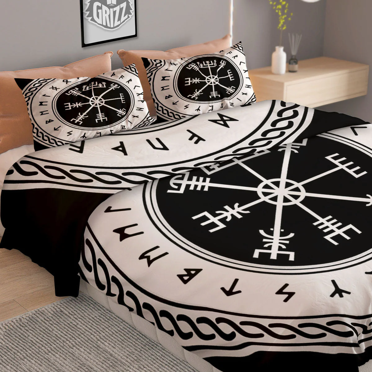 Vegvisir Viking Print Duvet Cover Bedding Set - Image 2
