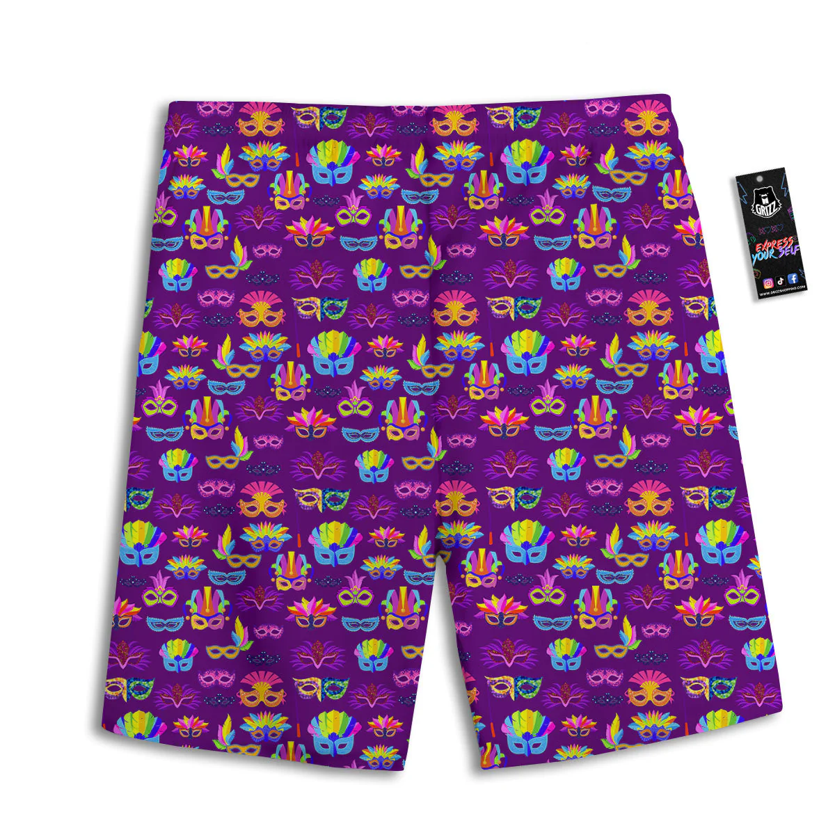 Venice Carnival Mask Print Pattern Men's Athletic Shorts - Image 2