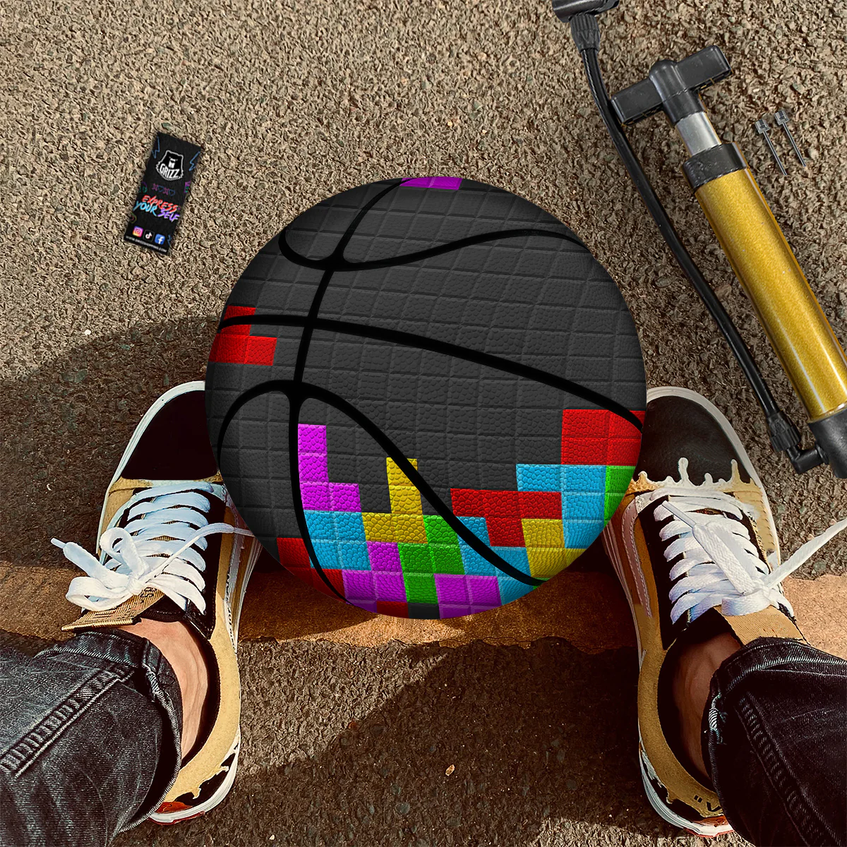 Video Game Colorful Brick Puzzle Print Basketball - Image 2