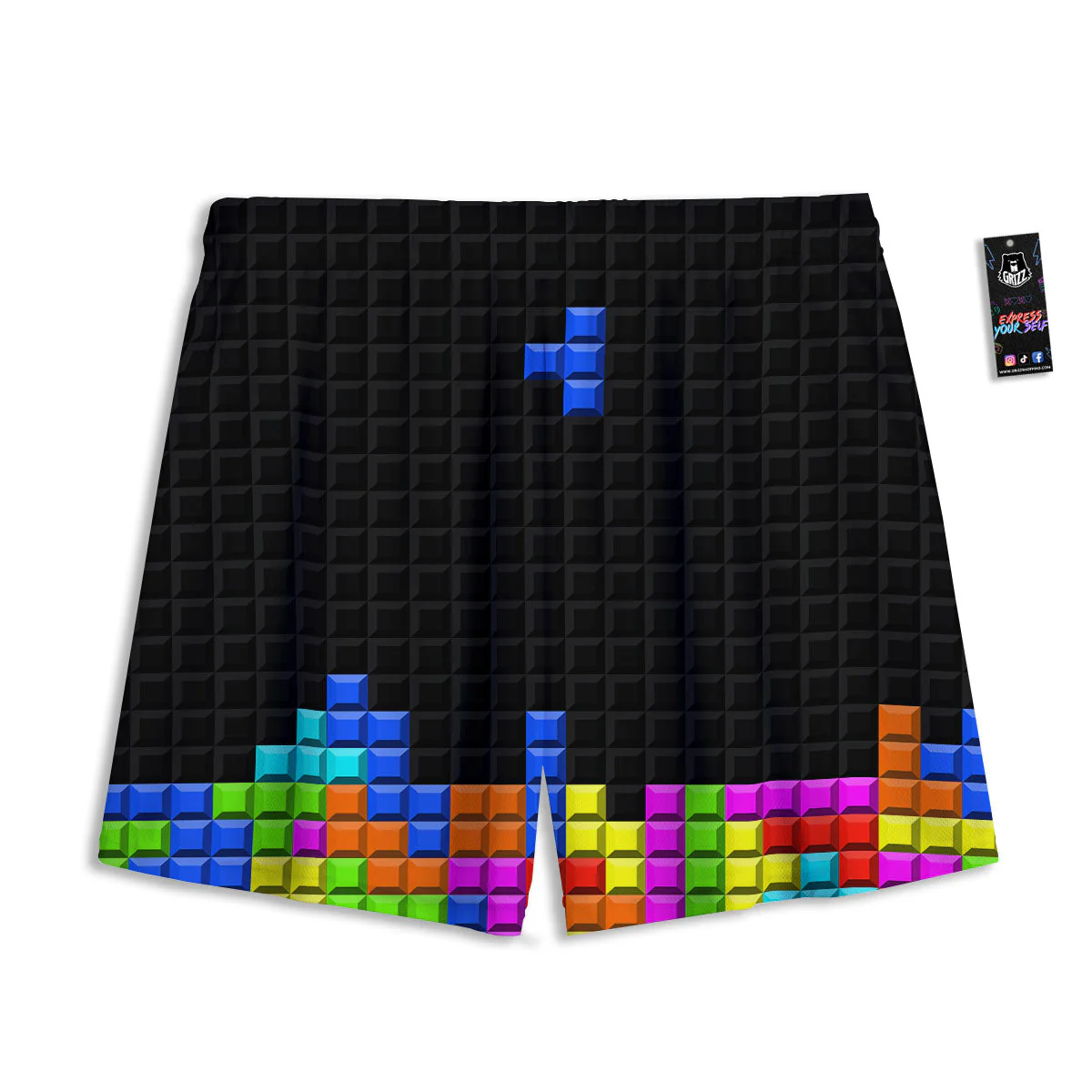 Video Game White Brick Puzzle Print Mesh Shorts - Image 2