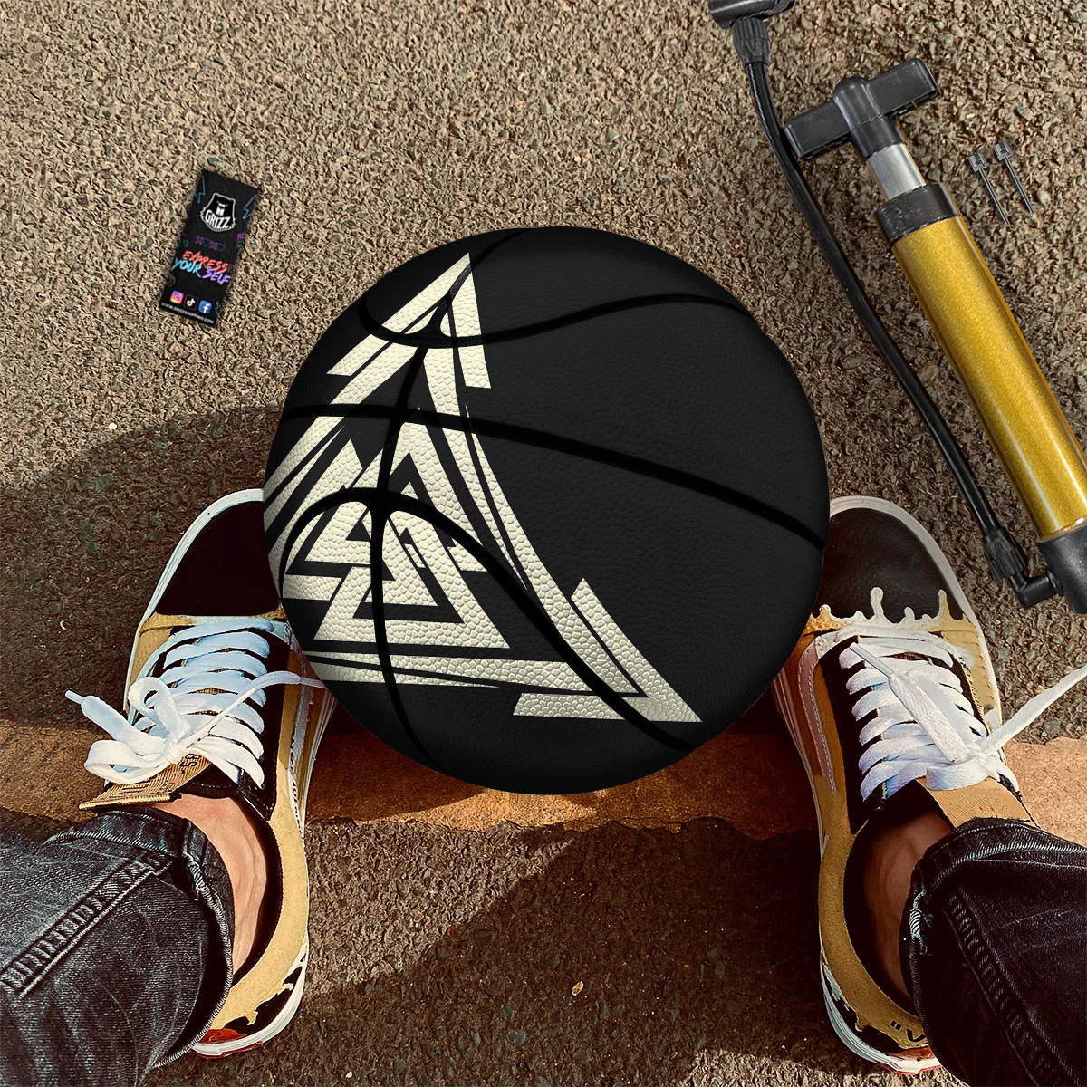 Viking Valknut Scandinavian Symbol Print Basketball - Image 2