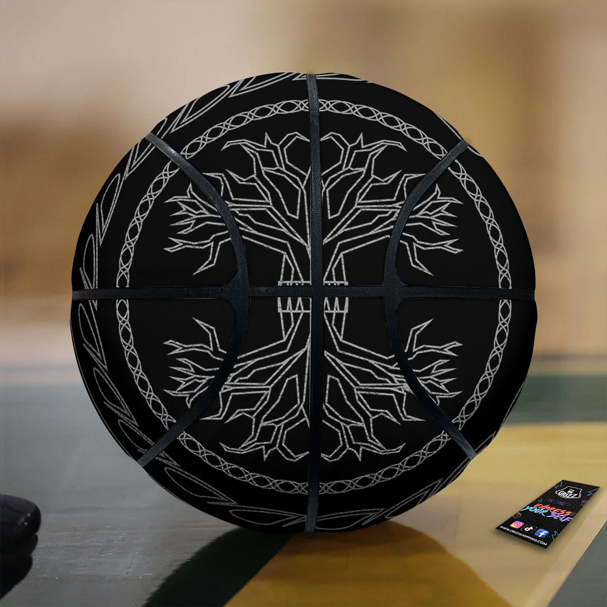 Viking Yggdrasil White And Black Print Basketball