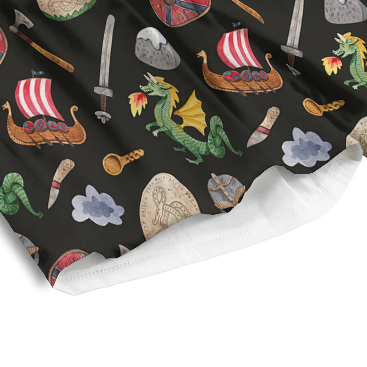 Vikings Watercolor Cartoon Style Print Pattern Men's Athletic Shorts - Image 4