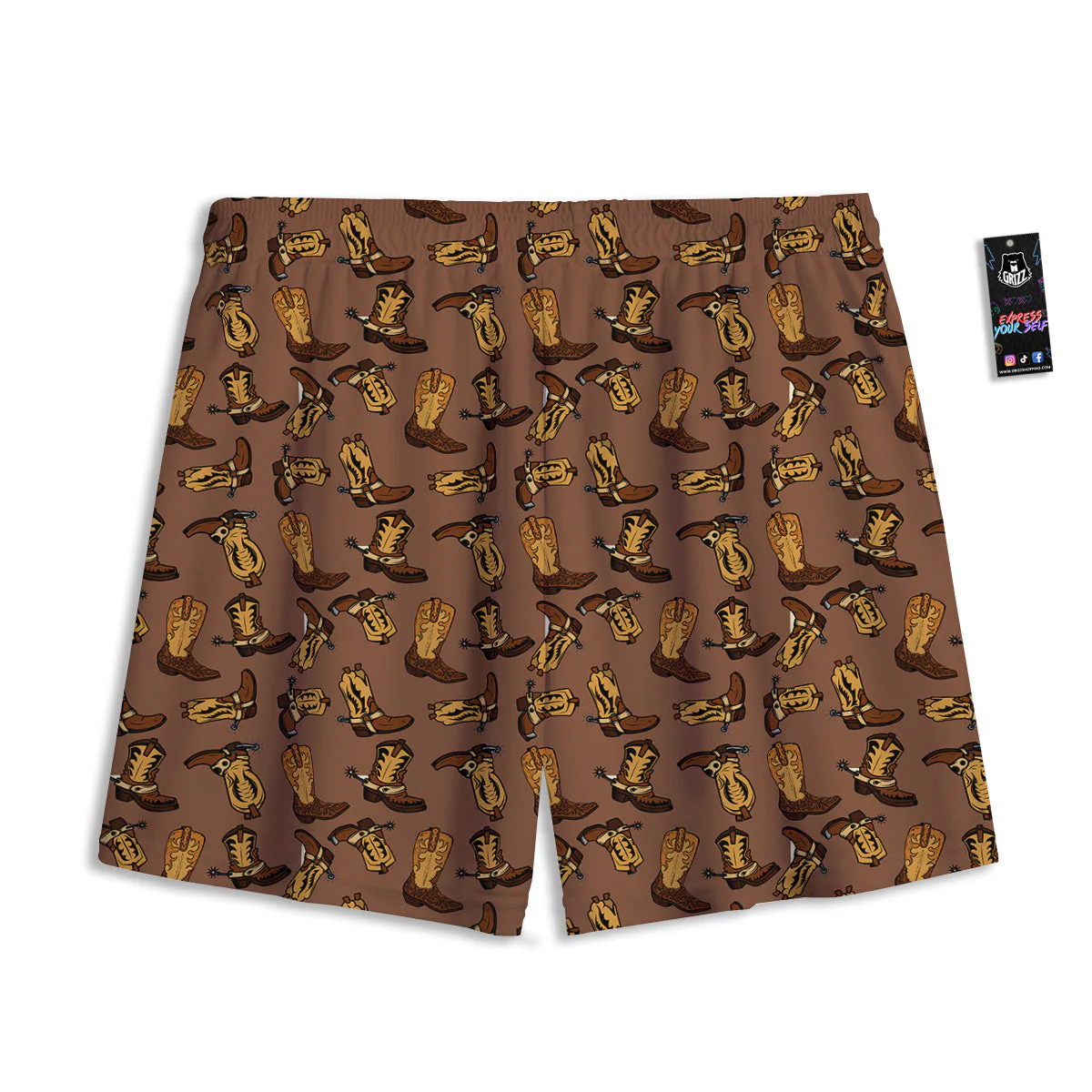 Vintage Cowboy Boots Print Pattern Mesh Shorts - Image 2