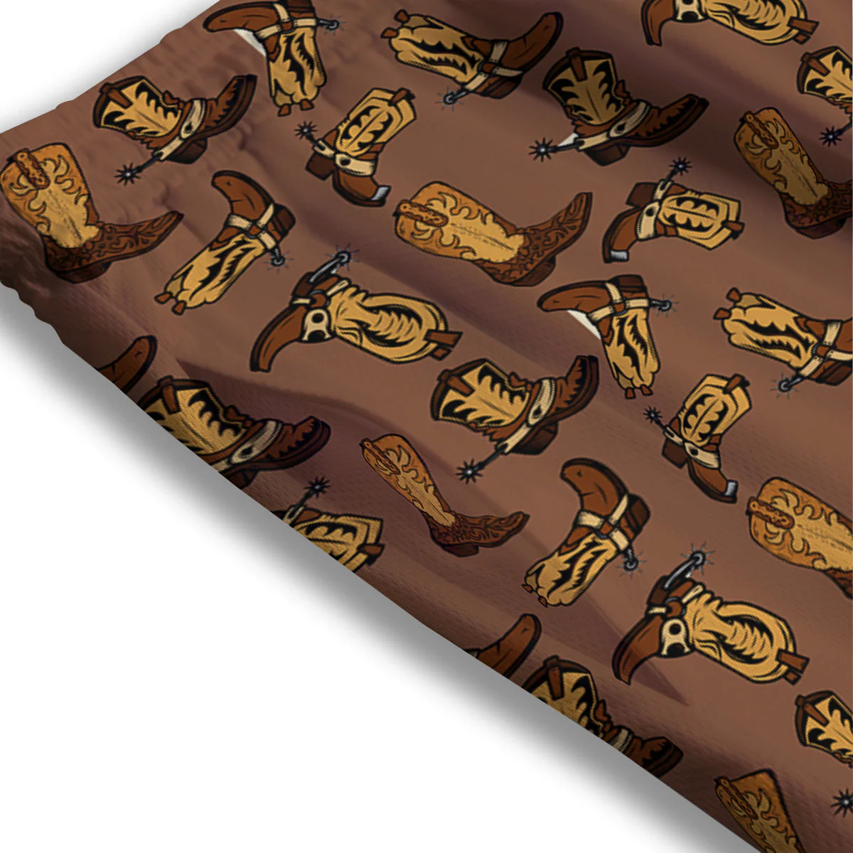 Vintage Cowboy Boots Print Pattern Mesh Shorts - Image 3
