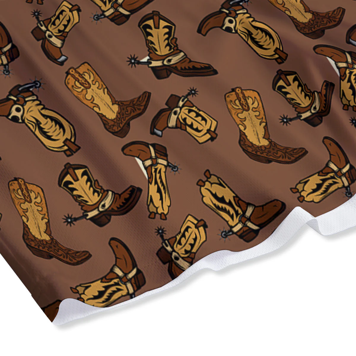 Vintage Cowboy Boots Print Pattern Mesh Shorts - Image 4