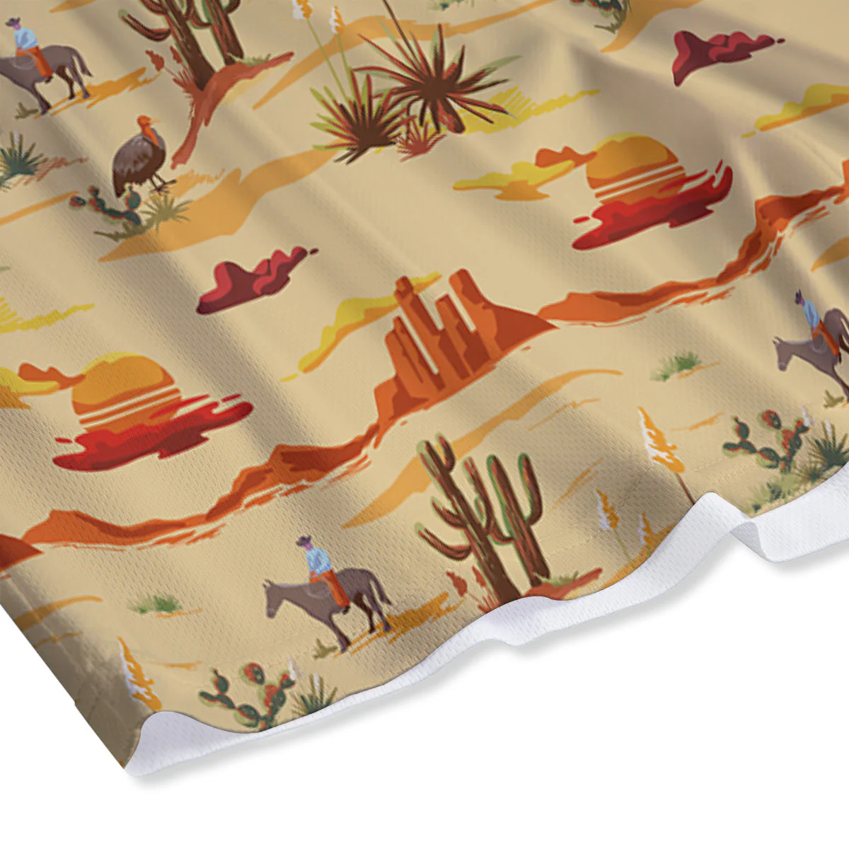 Vintage Cowboy Print Pattern Mesh Shorts - Image 4