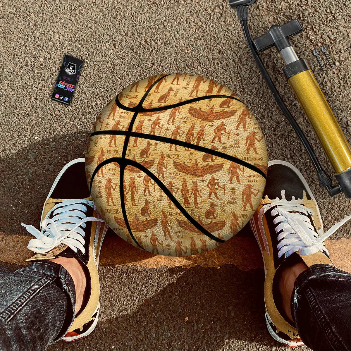 Vintage Egypt Papyrus Ancient Print Pattern Basketball - Image 2