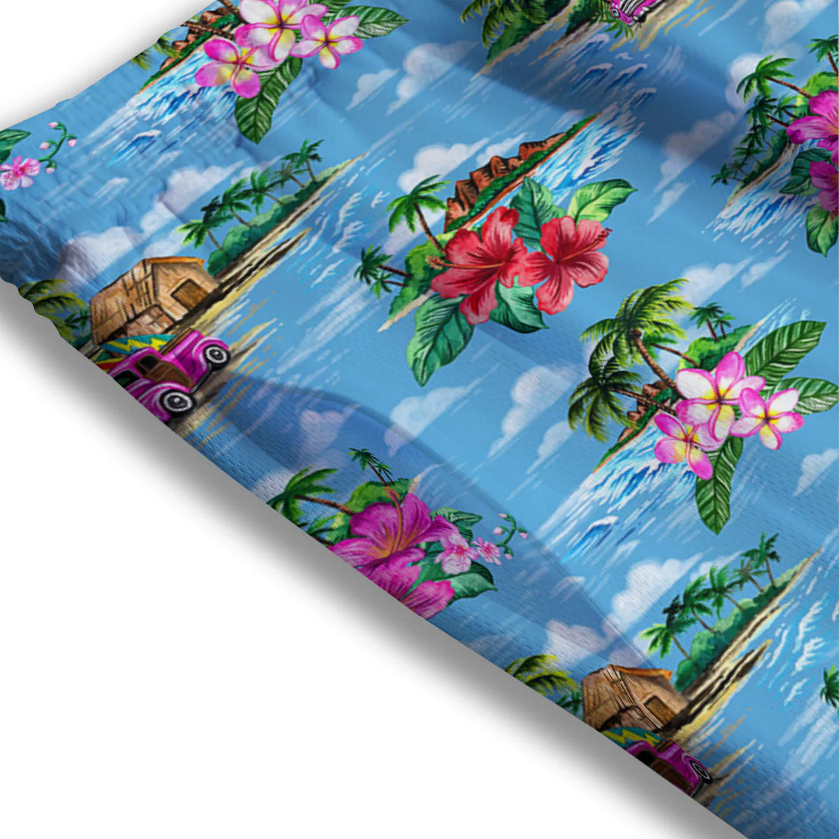 Vintage Hawaiian And Blue Sky Print Pattern Mesh Shorts - Image 3