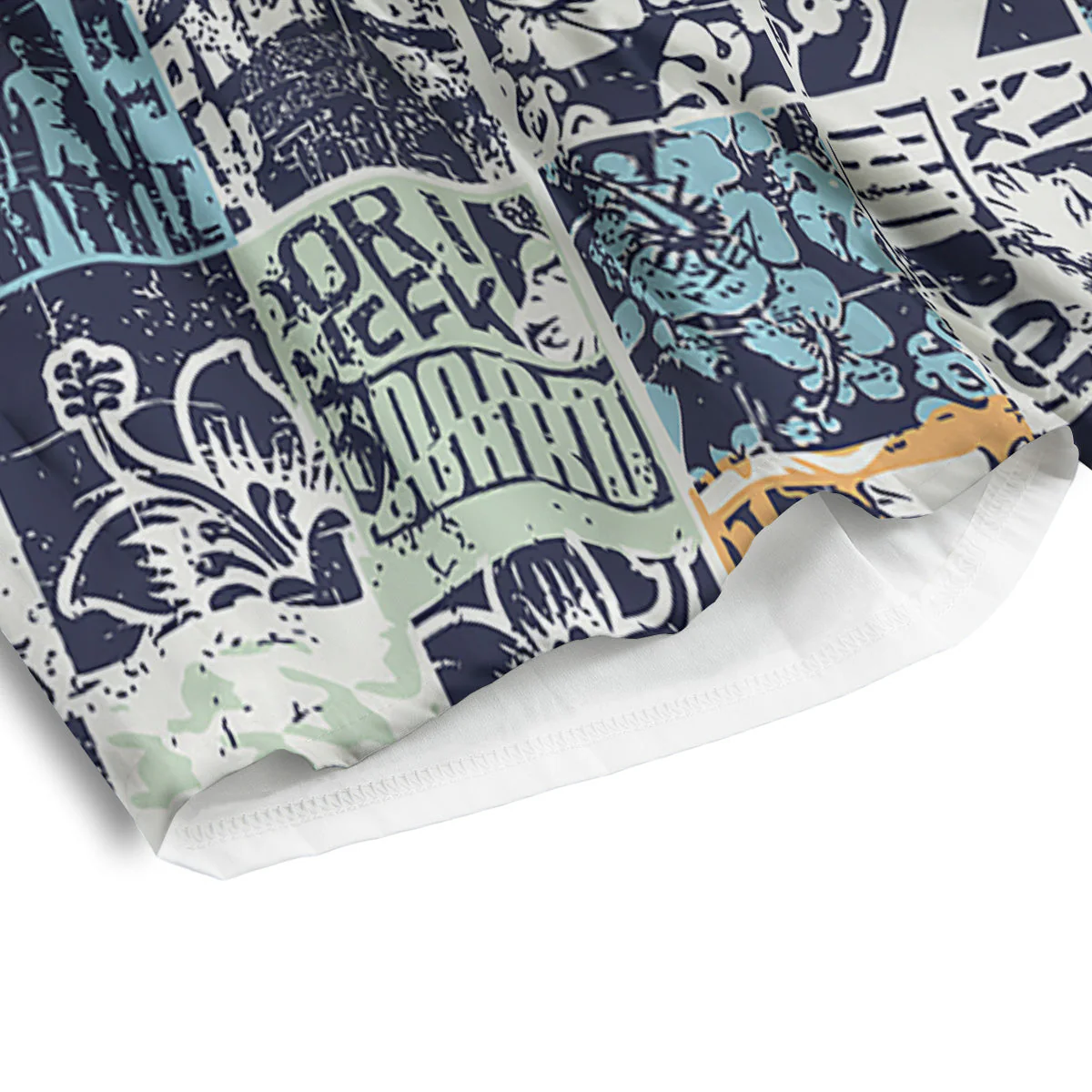 Vintage Patchwork Surfing Print Pattern Men's Athletic Shorts - Image 4