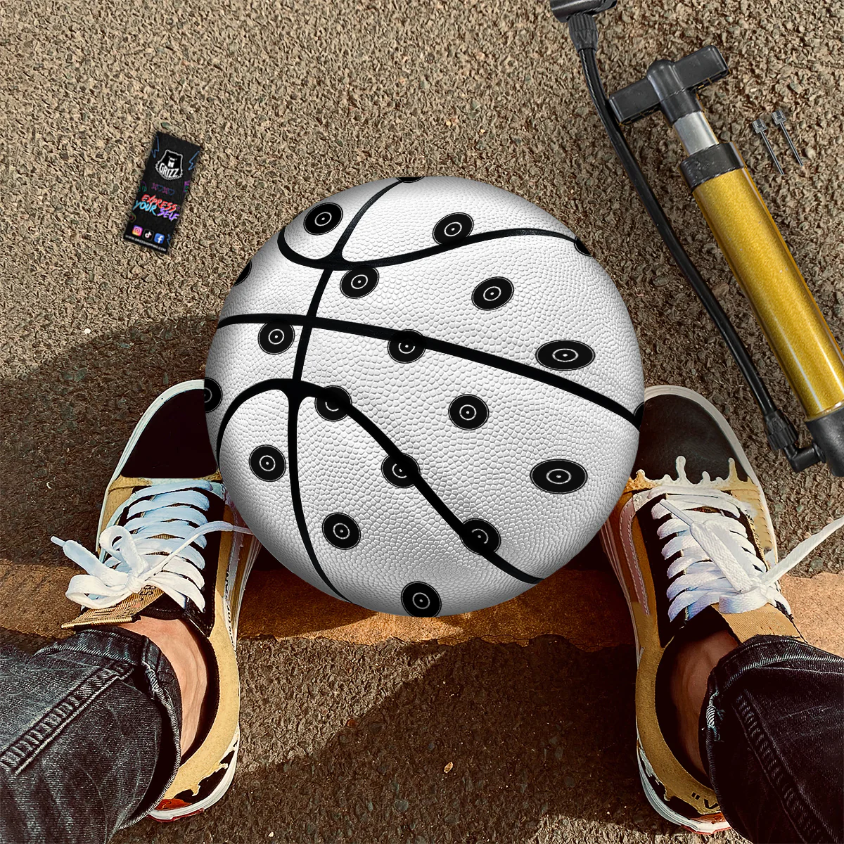 Vinyl White And Black Print Pattern Basketball - Image 2
