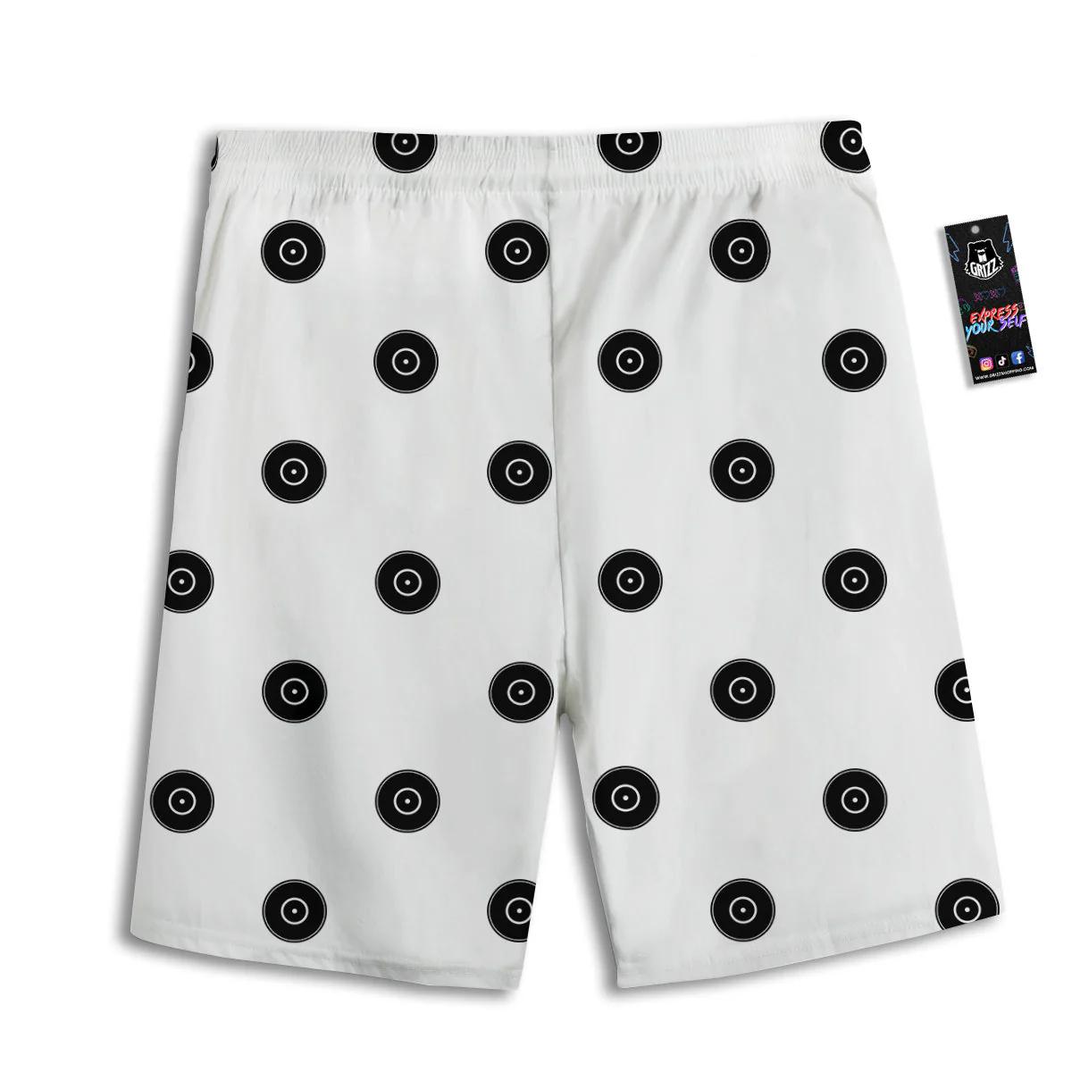 Vinyl White And Black Print Pattern Men's Athletic Shorts - Image 2