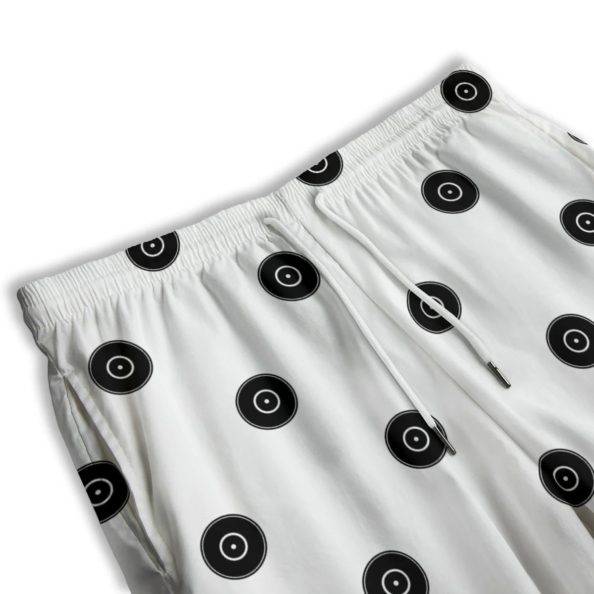 Vinyl White And Black Print Pattern Men's Athletic Shorts - Image 3