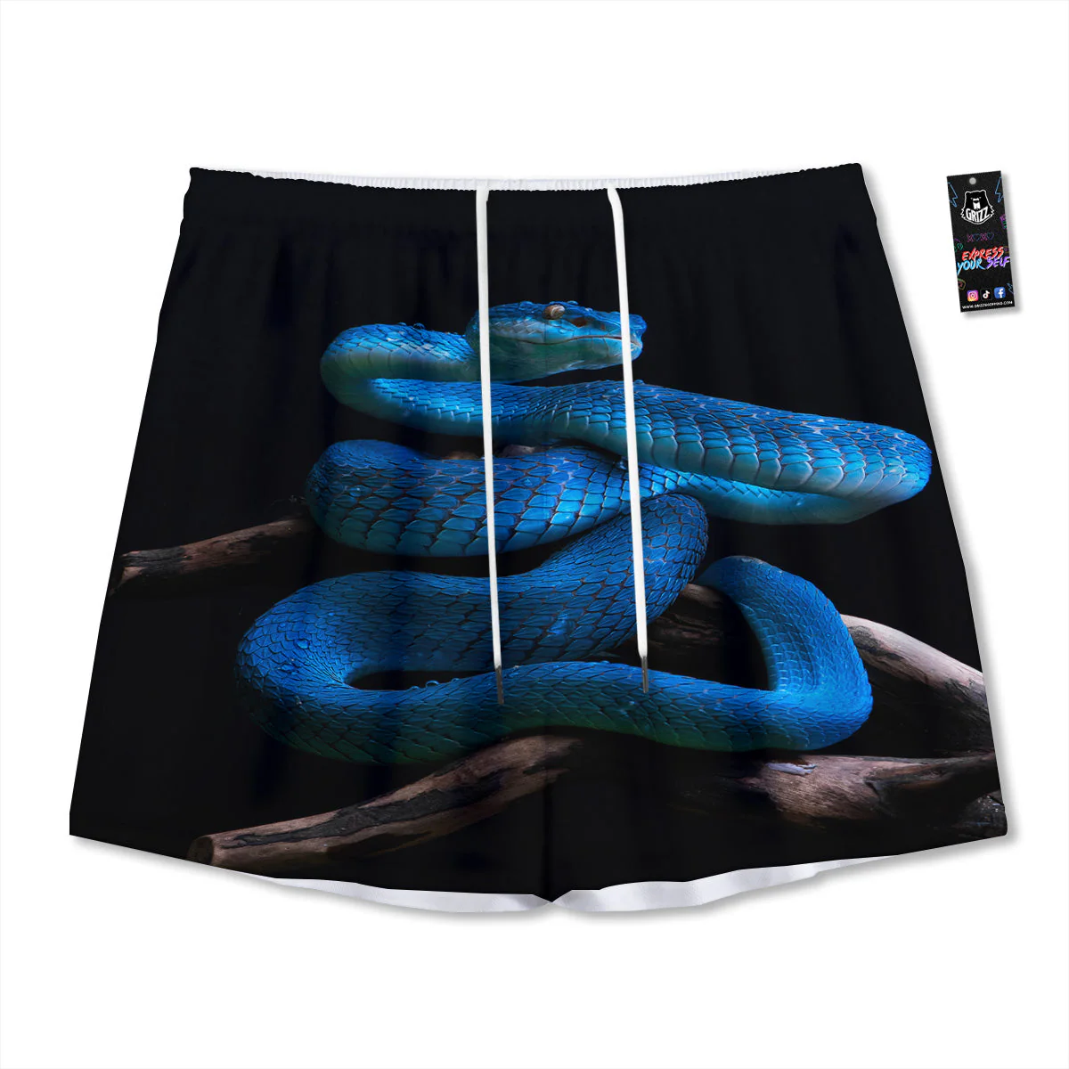 Viper Snake Blue Pit Print Mesh Shorts