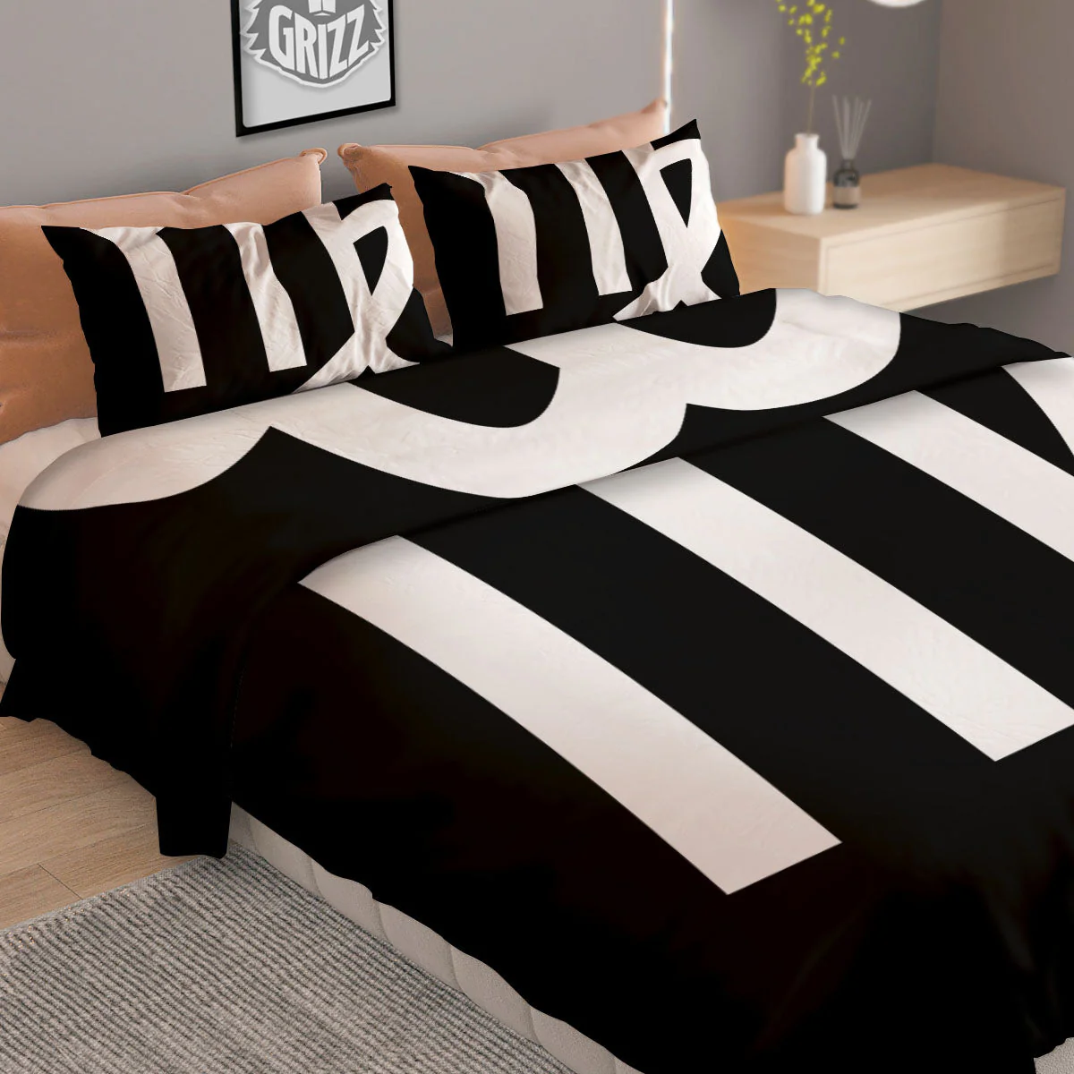 Virgo Sign White And Black Print Duvet Cover Bedding Set - Image 2