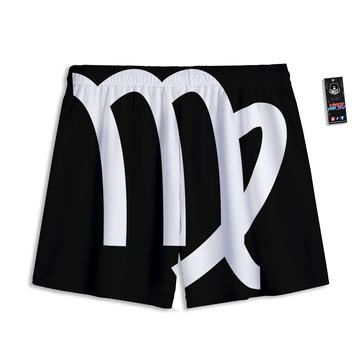 Virgo Sign White And Black Print Mesh Shorts - Image 2