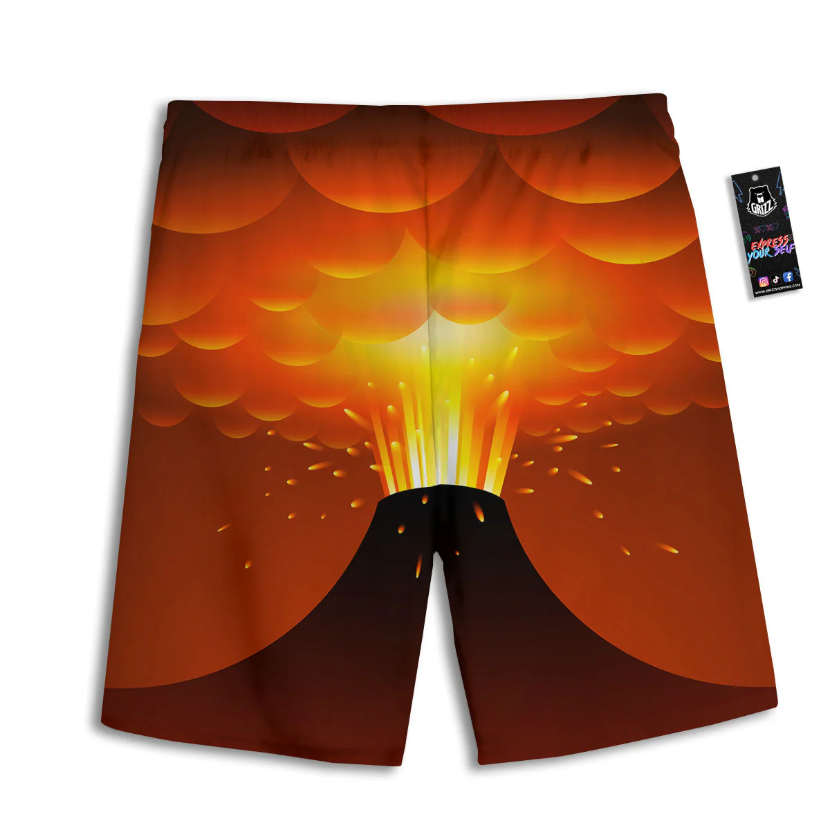 Volcano Erupt Print Men's Athletic Shorts - Image 2