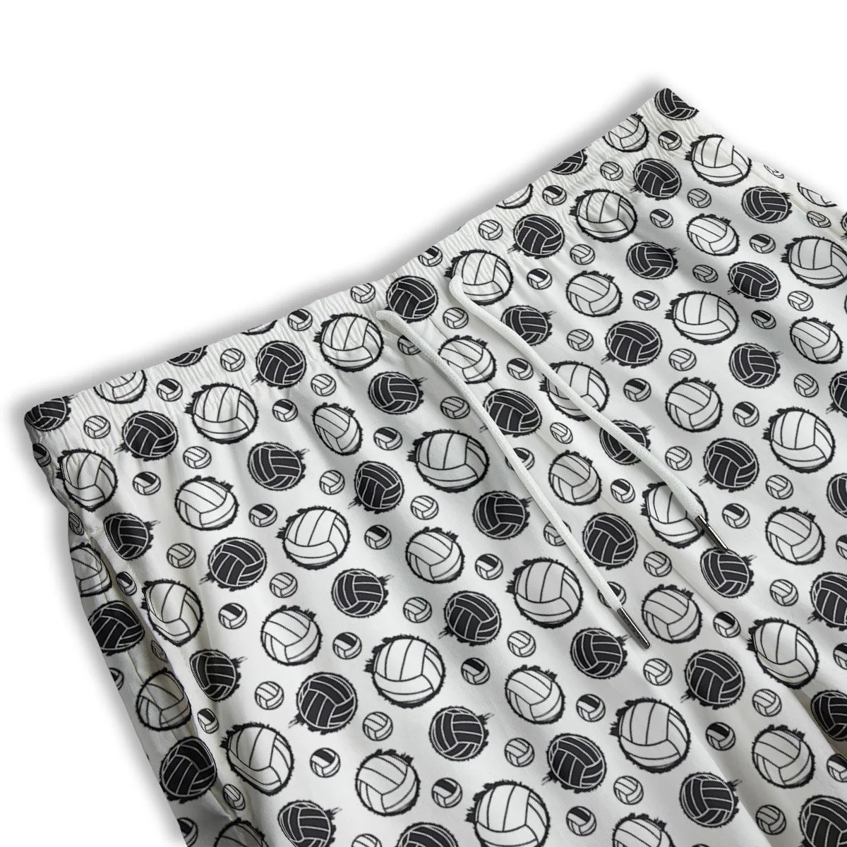 Volleyball White And Black Print Pattern Men's Athletic Shorts - Image 3