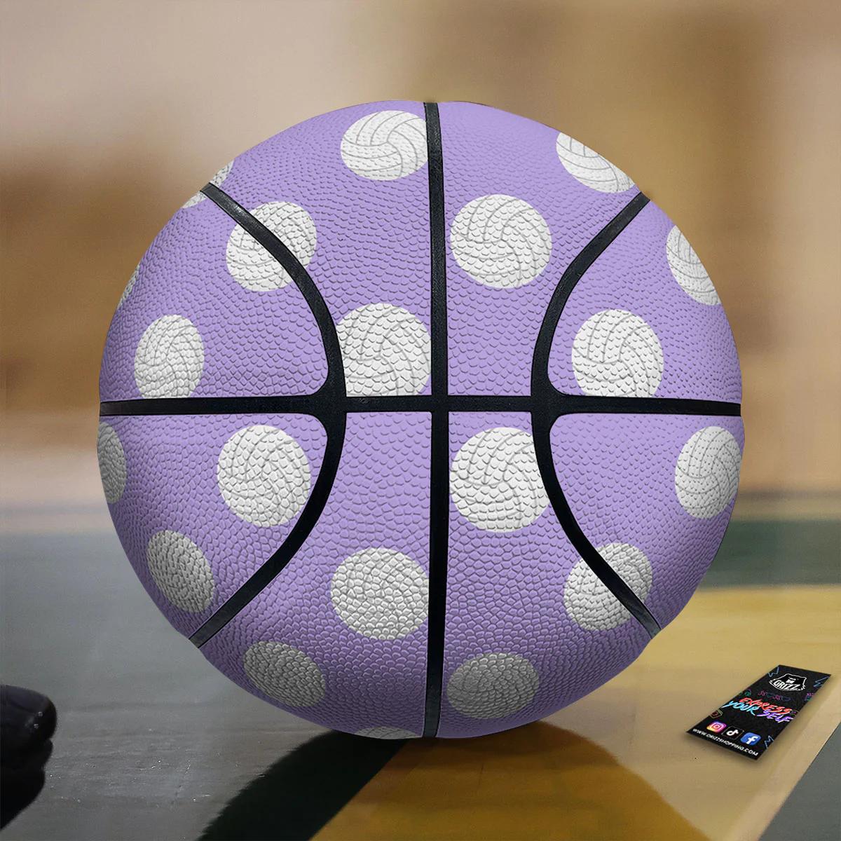Volleyball White And Purple Print Pattern Basketball