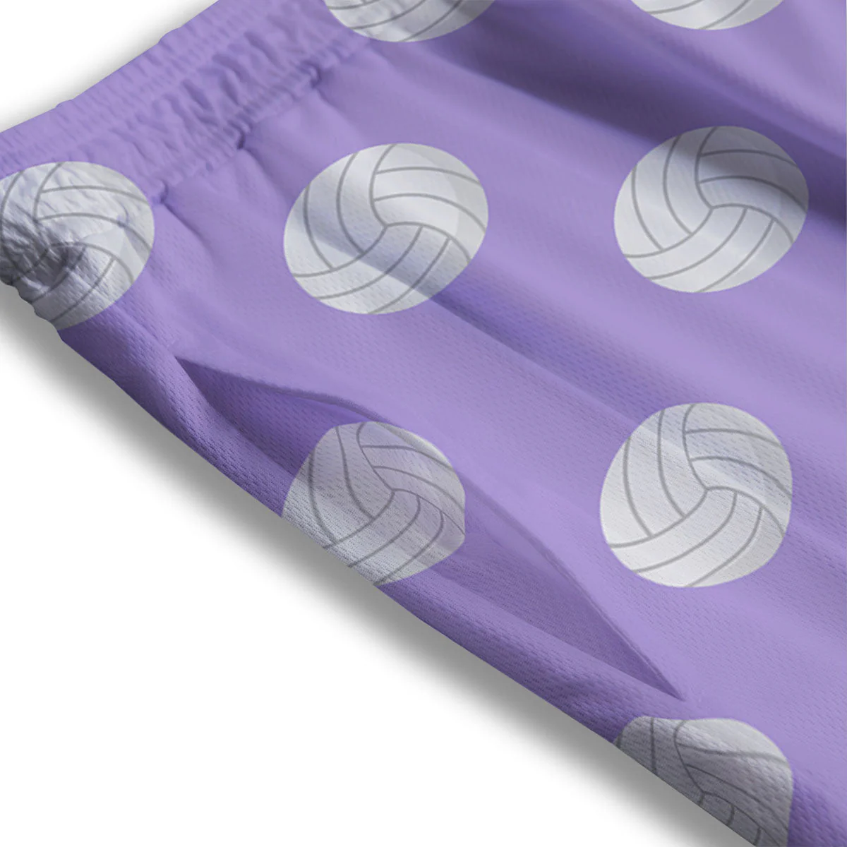 Volleyball White And Purple Print Pattern Mesh Shorts - Image 3