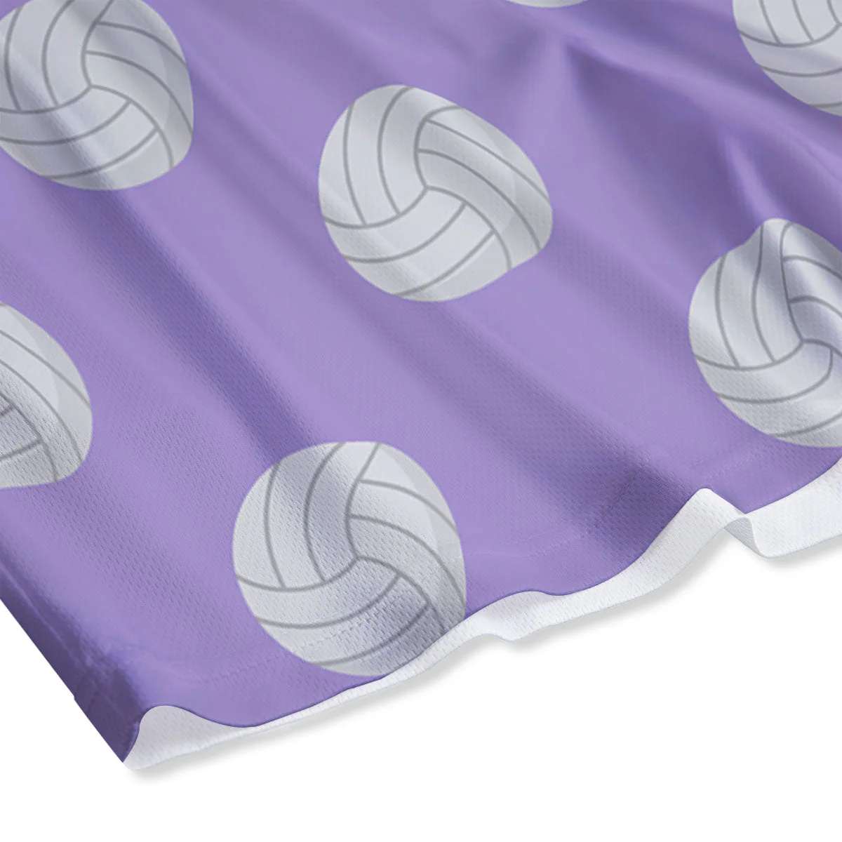 Volleyball White And Purple Print Pattern Mesh Shorts - Image 4