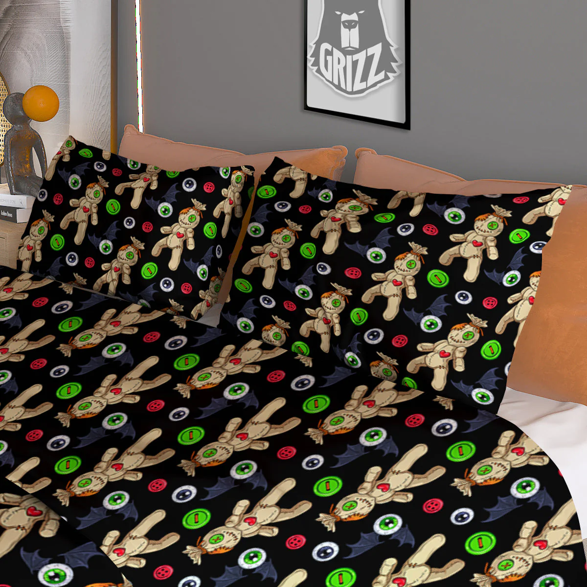 Voodoo Doll Cartoon Print Pattern Duvet Cover Bedding Set - Image 3