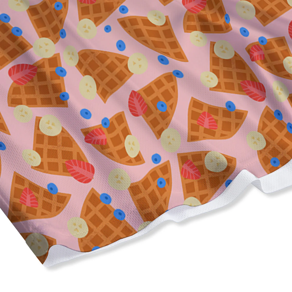 Waffle Print Cute Pattern Mesh Shorts - Image 4