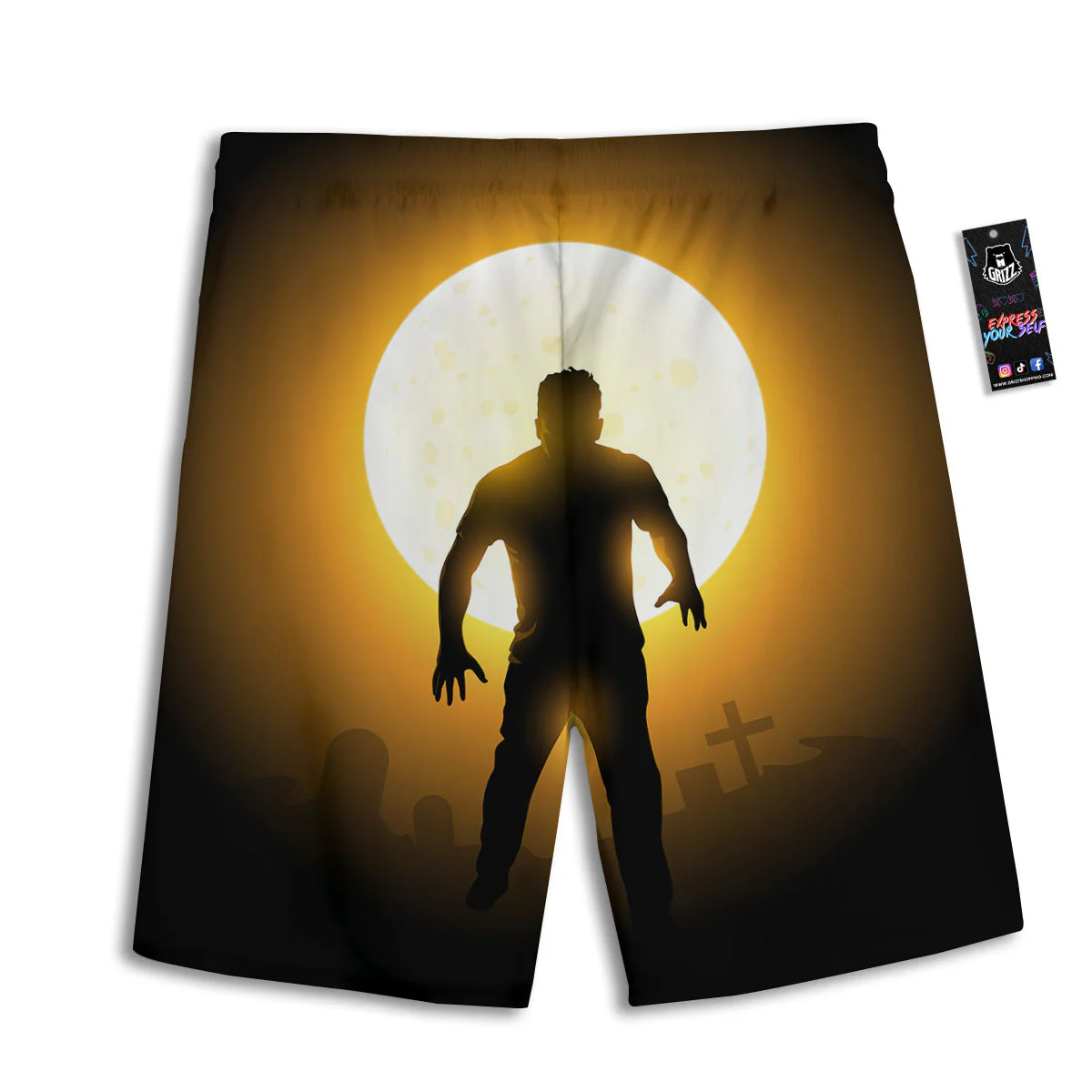 Walking Zombie Halloween Print Men's Athletic Shorts - Image 2