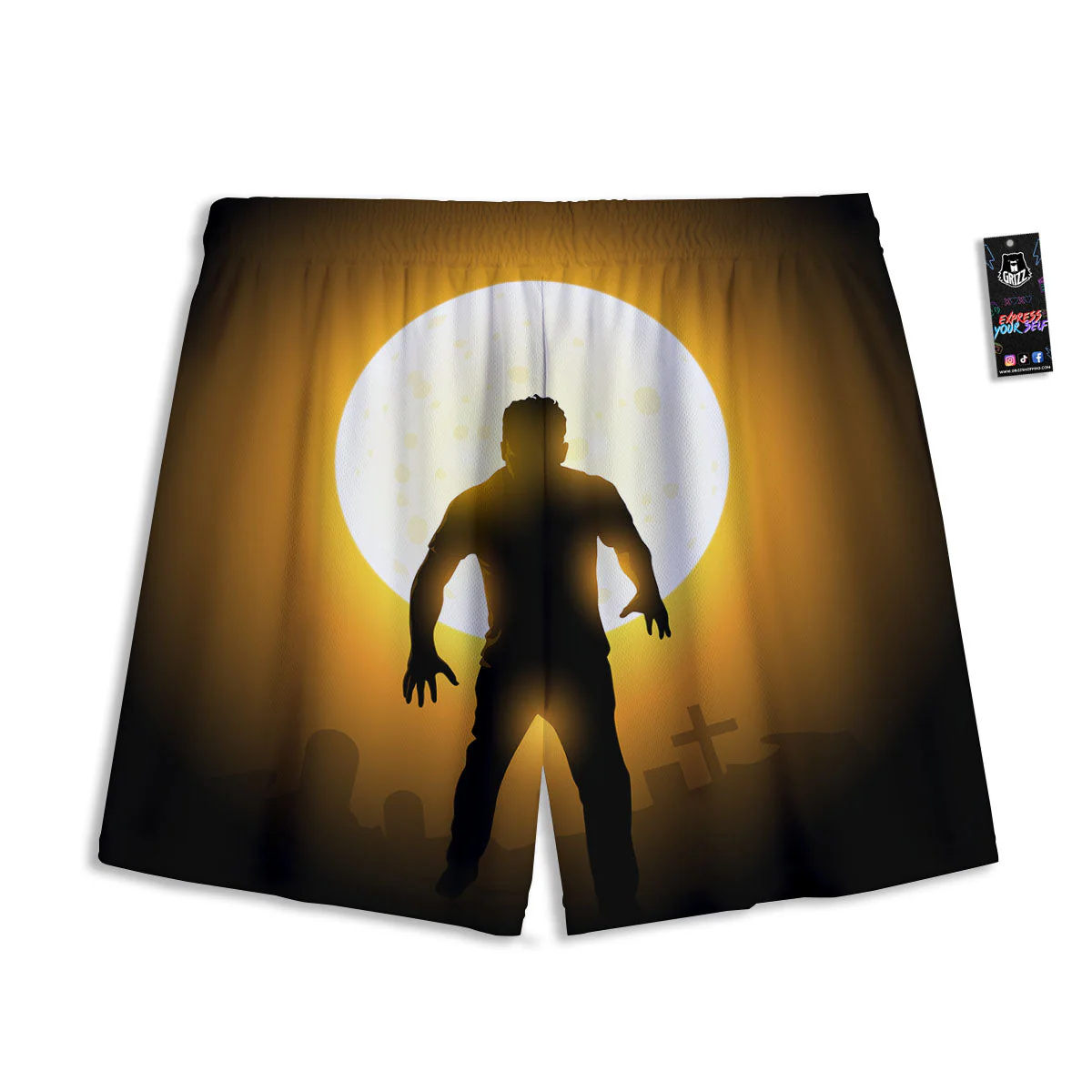 Walking Zombie Halloween Print Mesh Shorts - Image 2