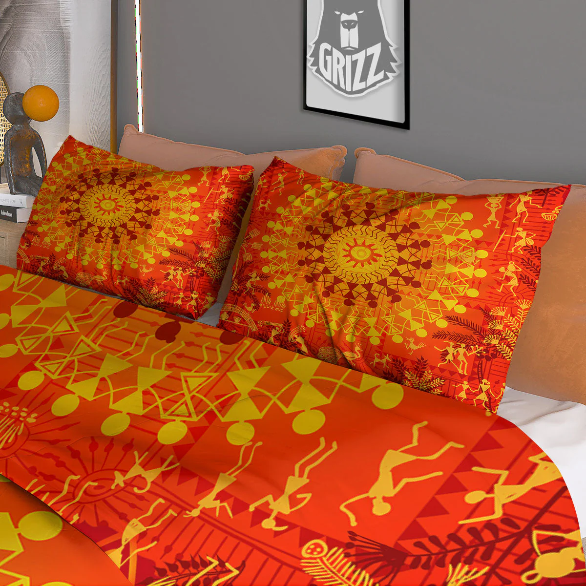 Warli Tribal Ancient Indian Print Duvet Cover Bedding Set - Image 3