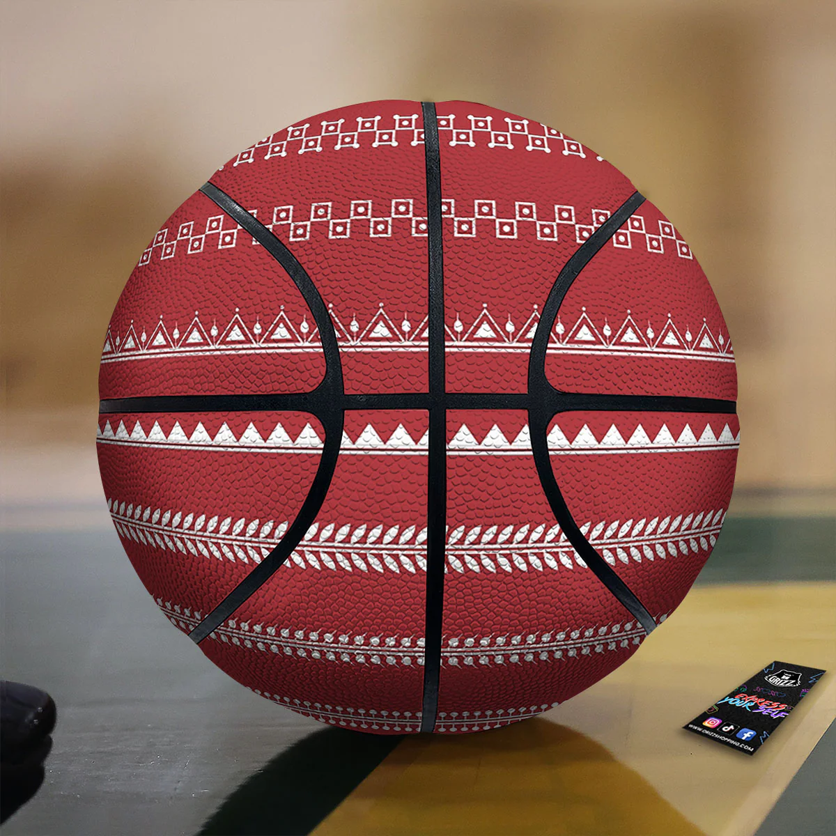 Warli Tribal White And Red Print Basketball