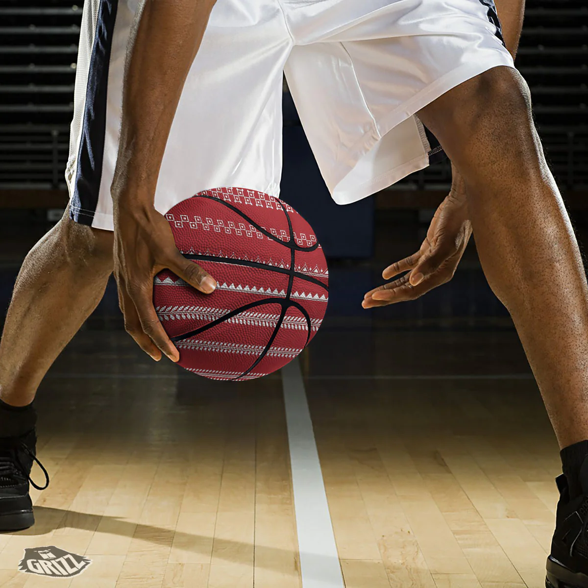 Warli Tribal White And Red Print Basketball - Image 3