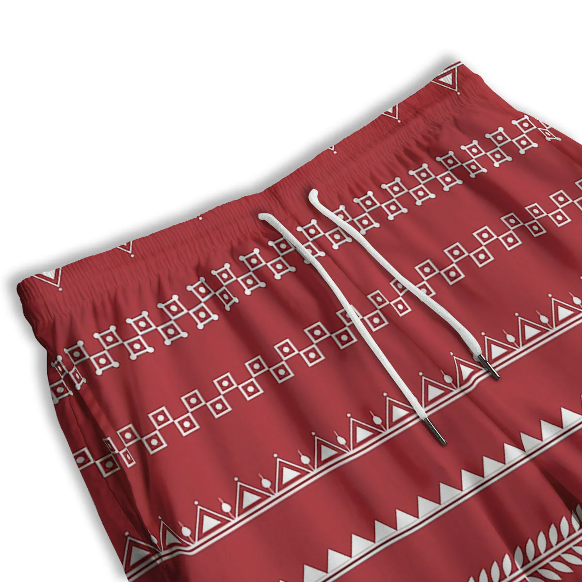 Warli Tribal White And Red Print Men's Athletic Shorts - Image 3