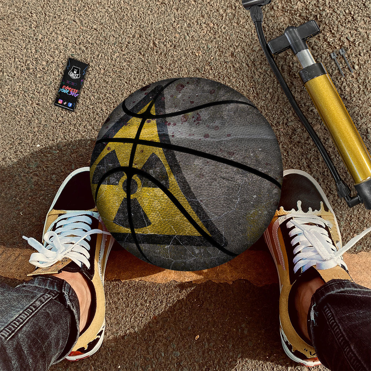 Warning Nuclear Symbol Print Basketball - Image 2