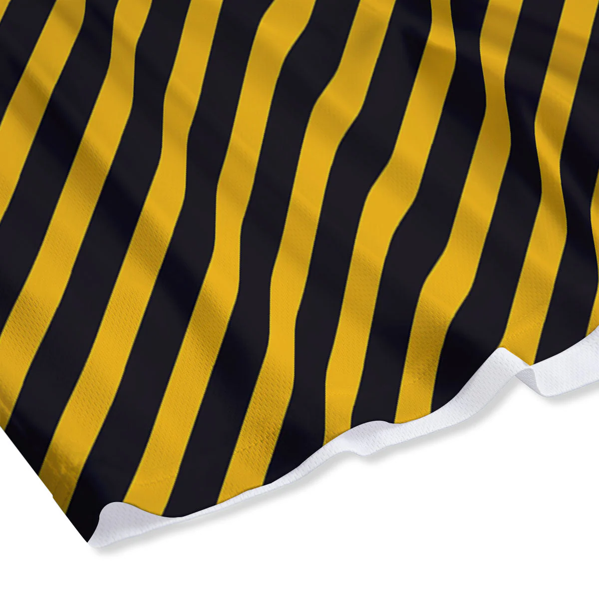 Warning Striped Yellow And Black Print Mesh Shorts - Image 4