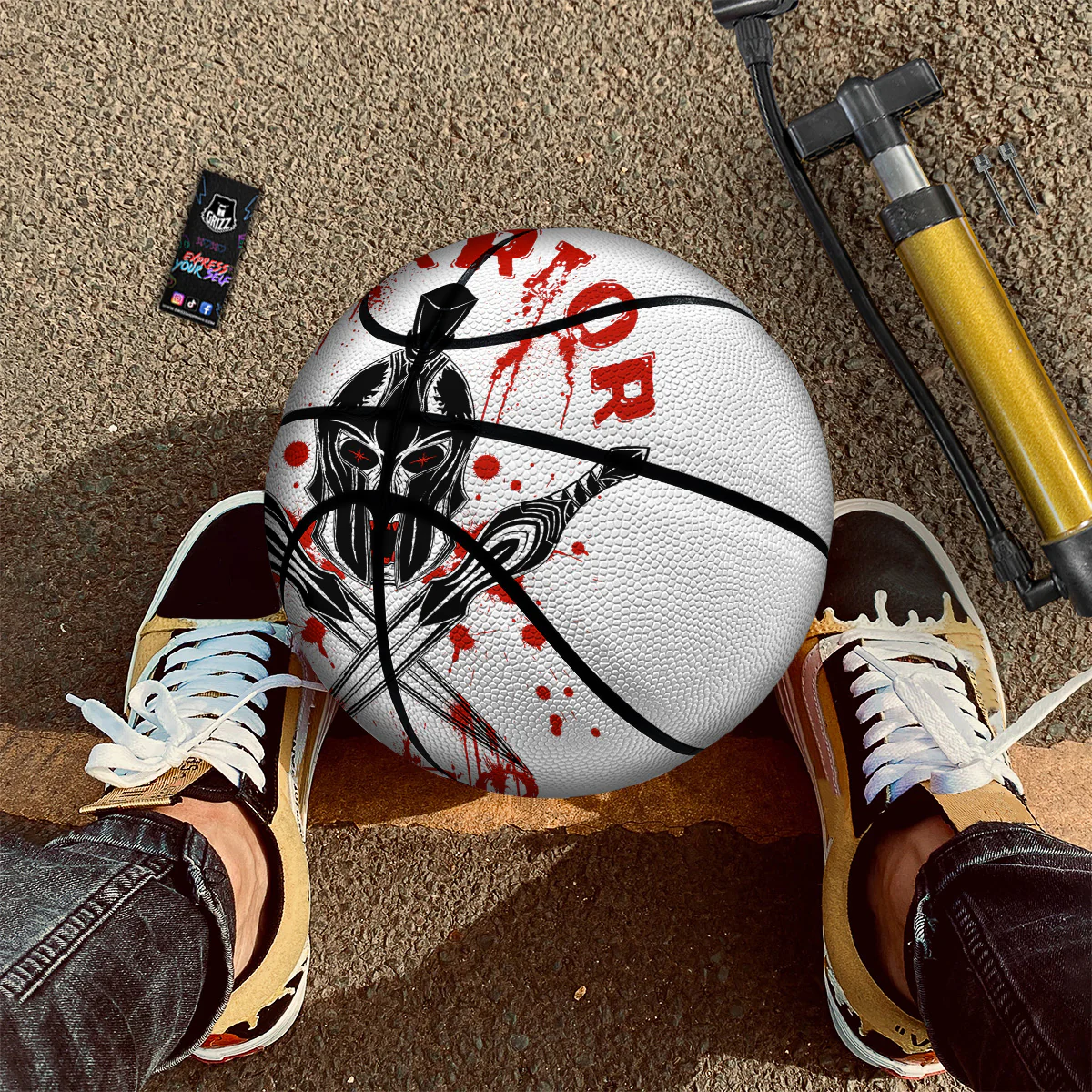 Warrior Bloody Spartan Print Basketball - Image 2