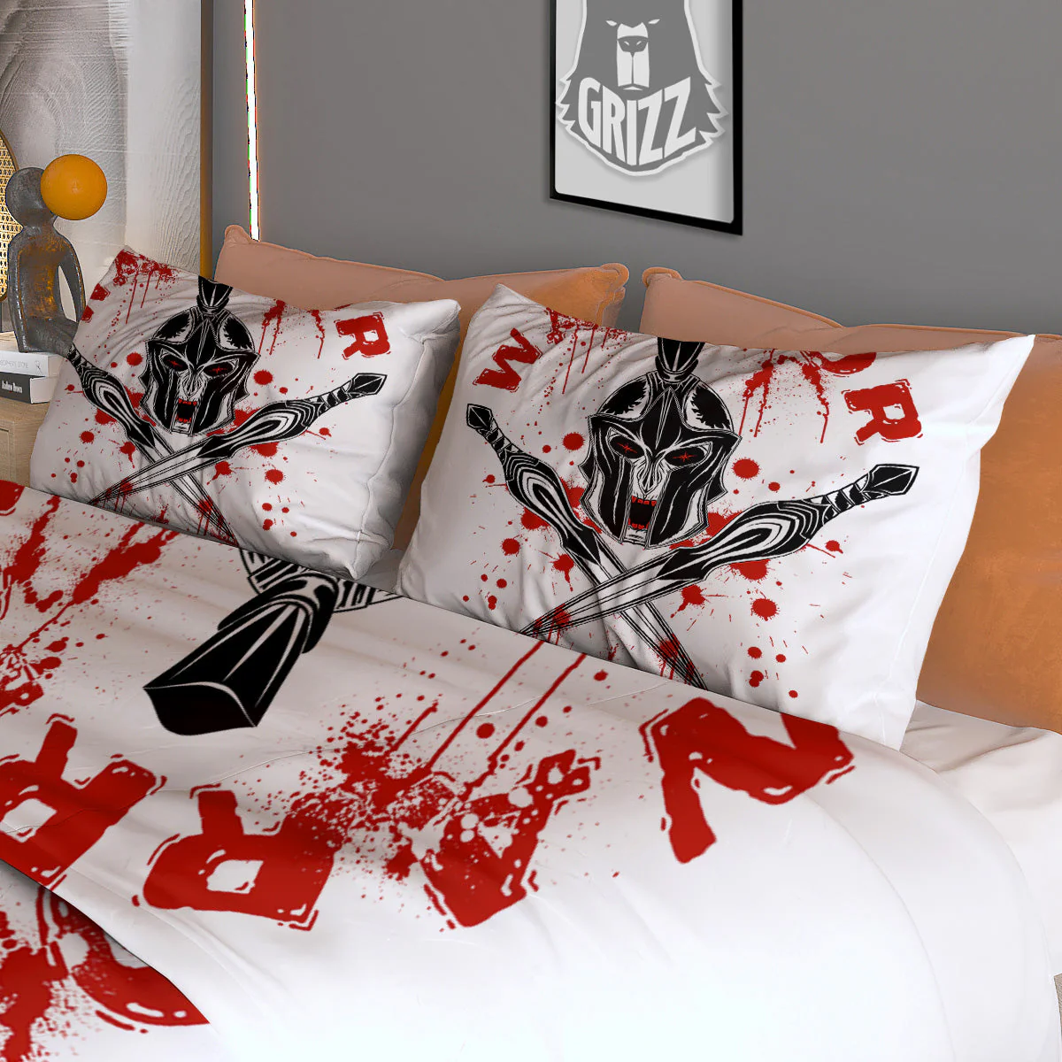 Warrior Bloody Spartan Print Duvet Cover Bedding Set - Image 3