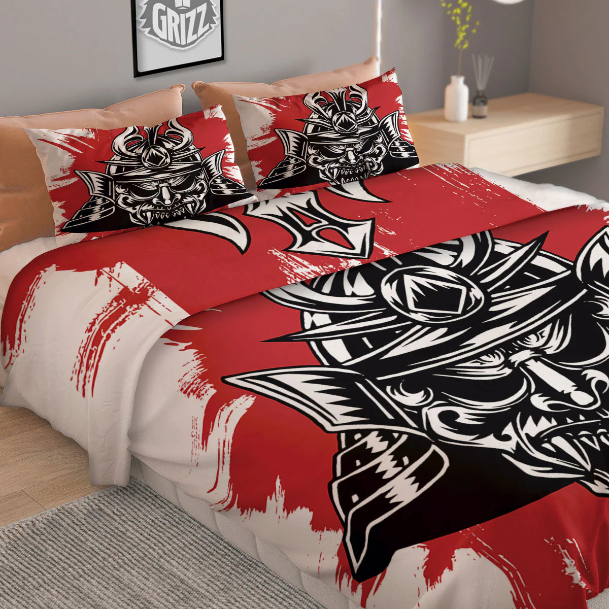 Warrior Japanese Samurai Print Duvet Cover Bedding Set - Image 2