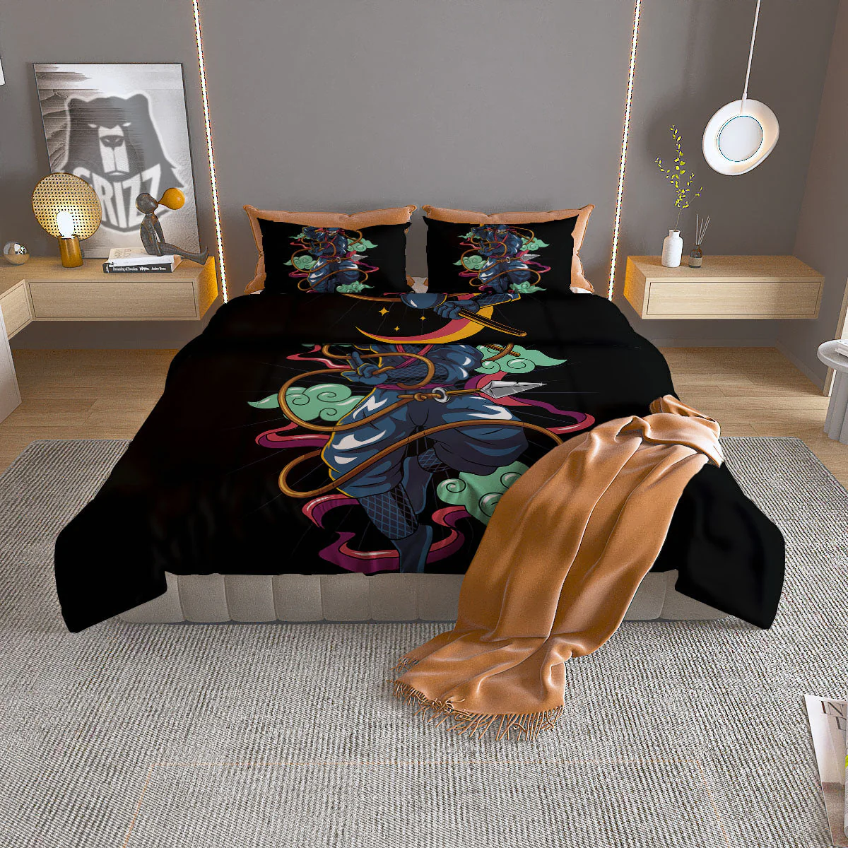 Warrior Ninja Print Duvet Cover Bedding Set