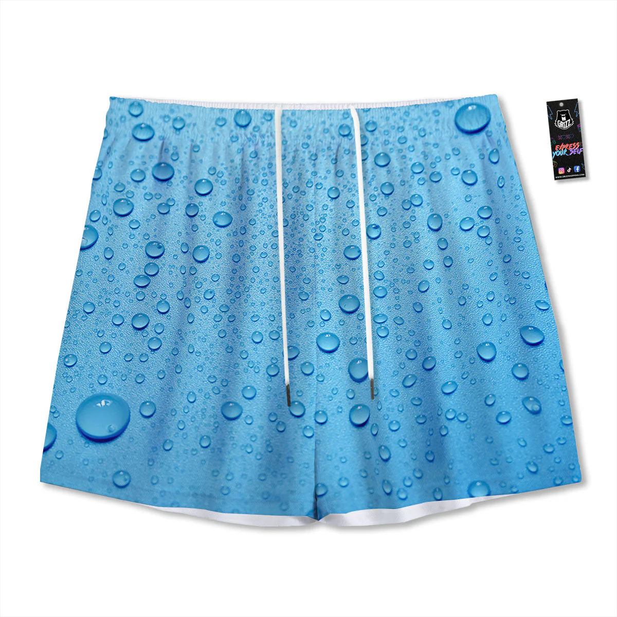 Water Drops Print Mesh Shorts