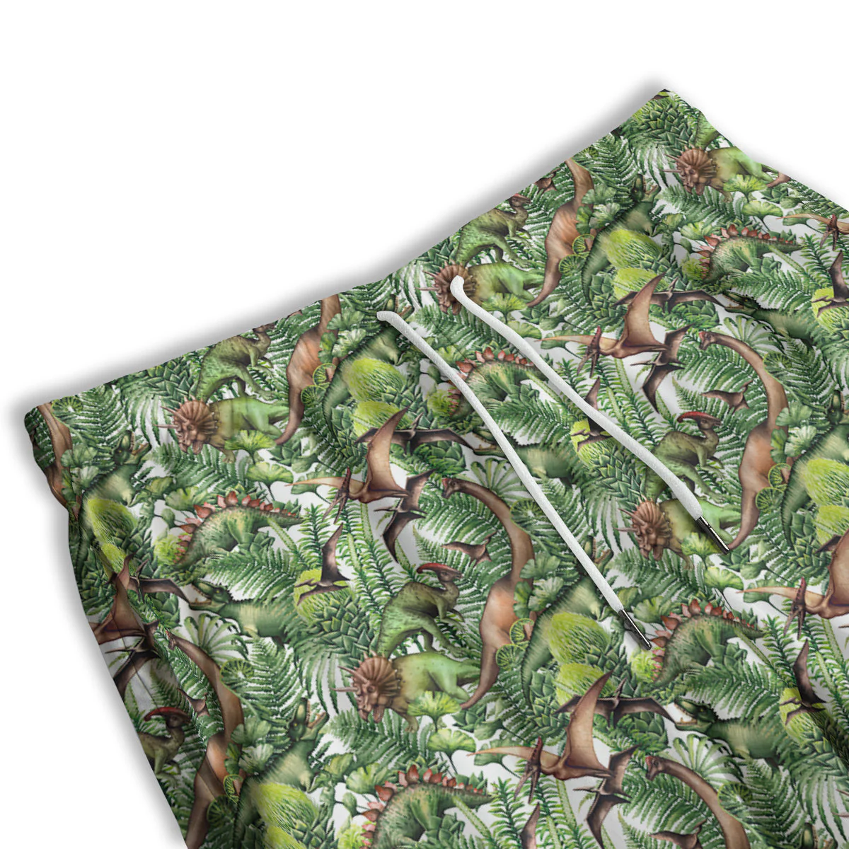 Watercolor Dinosaurs Plants Print Pattern Men's Athletic Shorts - Image 3