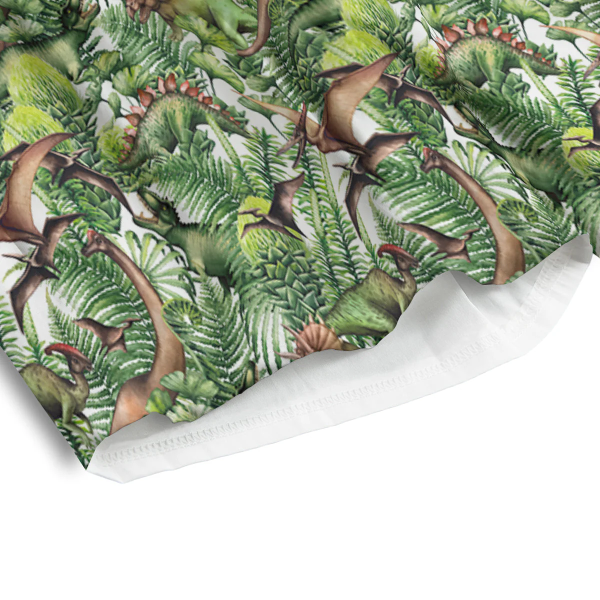 Watercolor Dinosaurs Plants Print Pattern Men's Athletic Shorts - Image 4