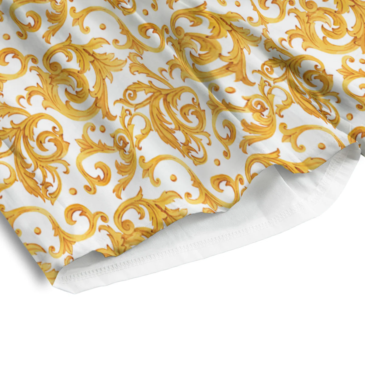 Watercolor Golden Baroque Print Pattern Men's Athletic Shorts - Image 4