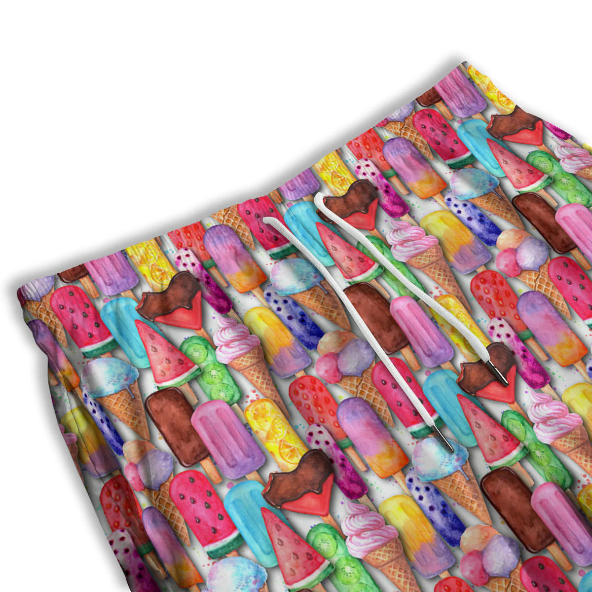 Watercolor Ice Cream Print Pattern Men's Athletic Shorts - Image 3