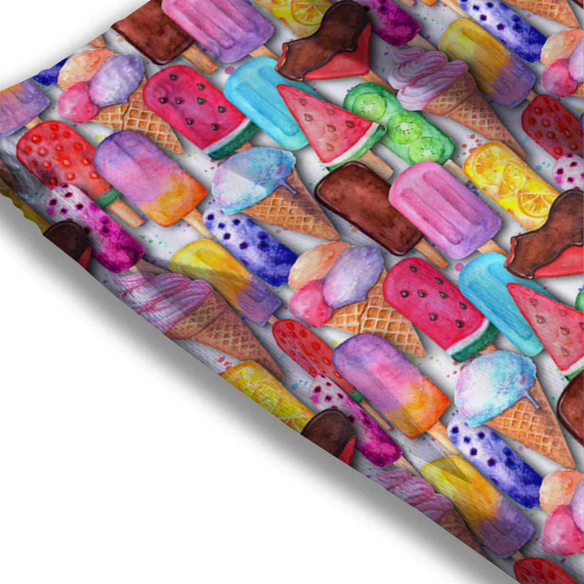 Watercolor Ice Cream Print Pattern Mesh Shorts - Image 3