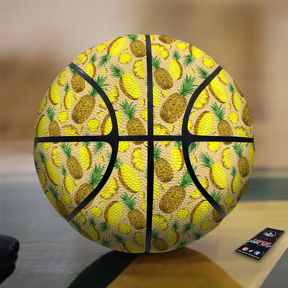 Watercolor Pineapple Beige Print Pattern Basketball