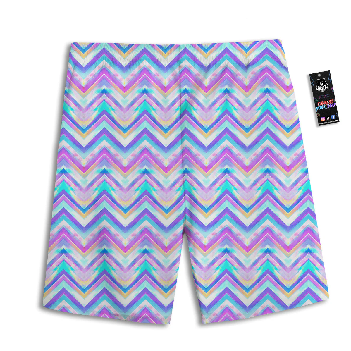 Watercolor Zig Zag Ornament Print Pattern Men's Athletic Shorts - Image 2