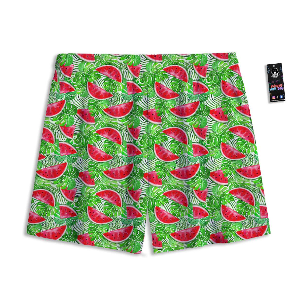 Watermelon Aloha Tropical Print Pattern Mesh Shorts - Image 2