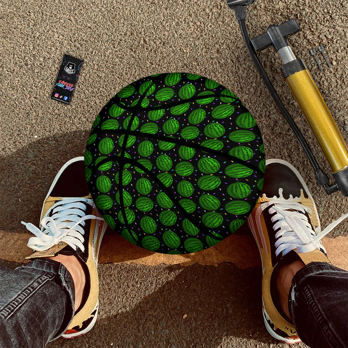 Watermelon Black Cute Print Pattern Basketball - Image 2