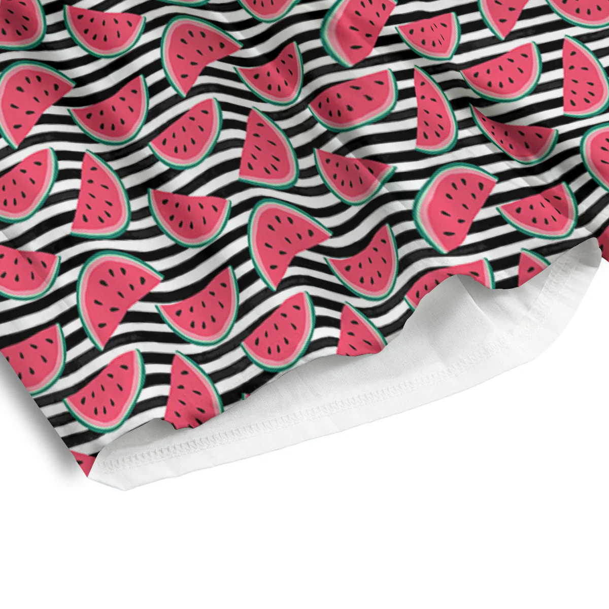 Watermelon Black Striped Print Pattern Men's Athletic Shorts - Image 4